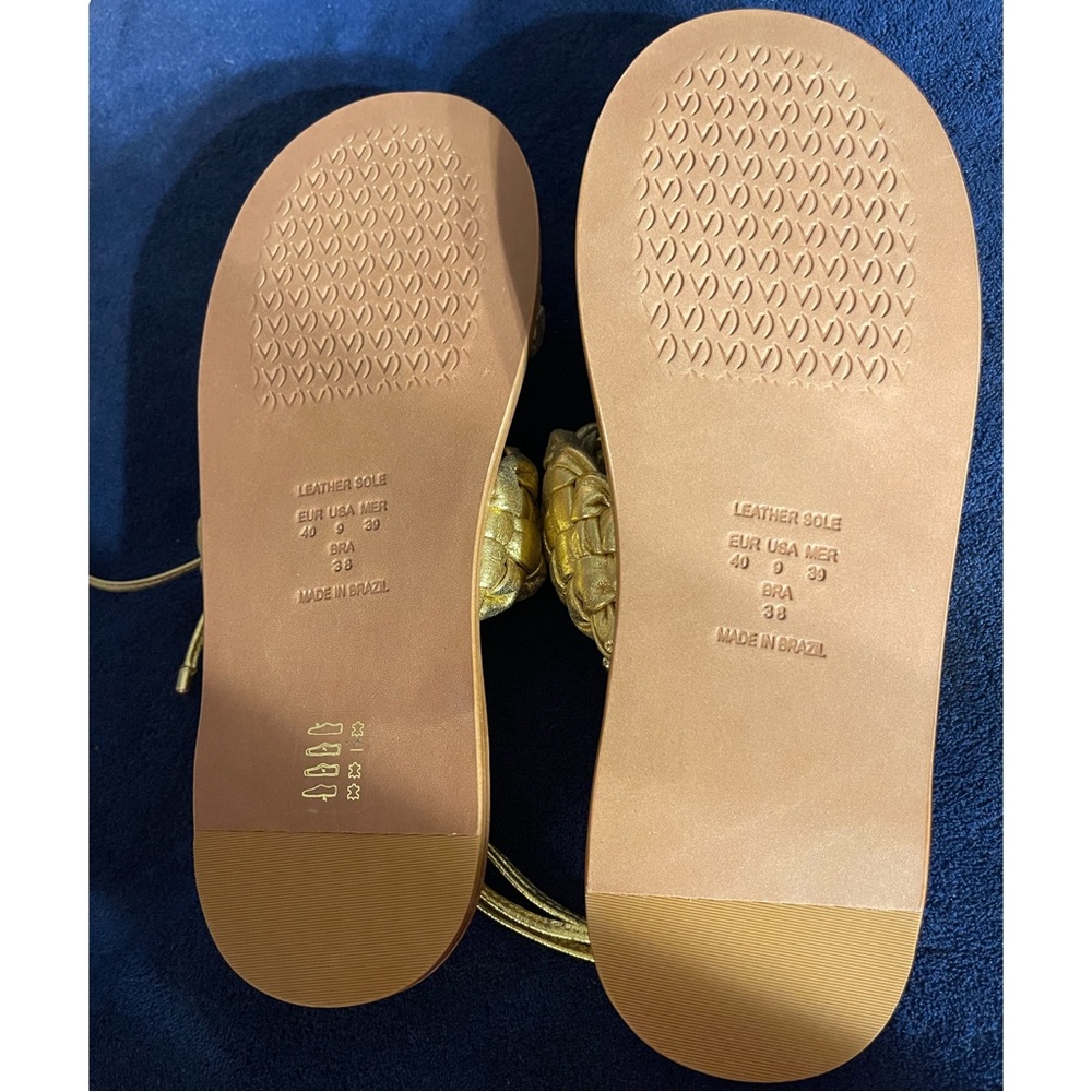 Anthropologie x Vicenza Metallic Braided Gold Sandals NWT SZ 9 - Picture 11 of 14